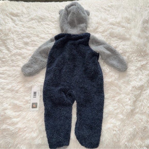 NFL Kids Navy and Gray Fleece Seahawks Footie Hooded Onesie 6-9 Months - Picture 7 of 8